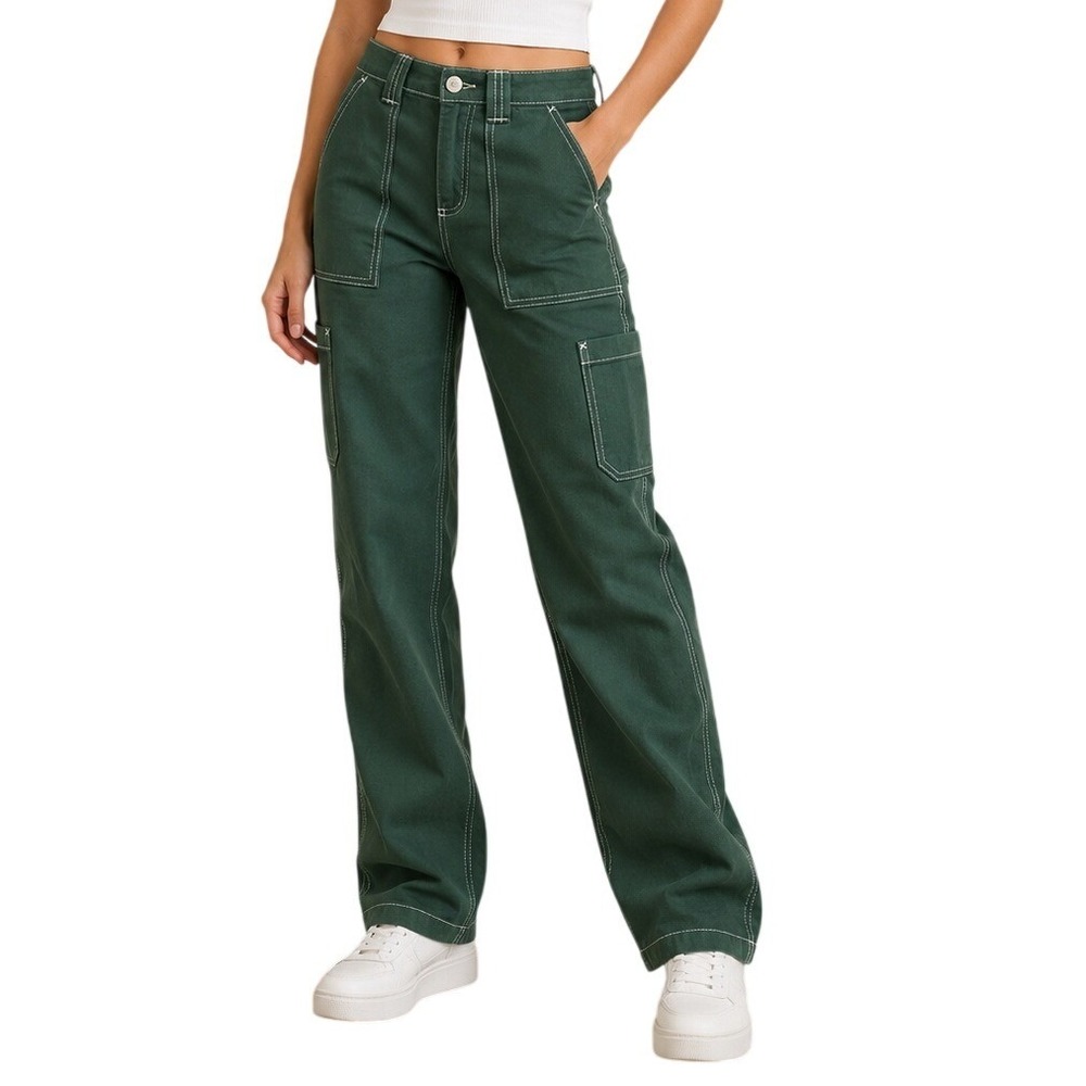 Garage Green Utility Carpenter‎ High Waist Pants Women's 0